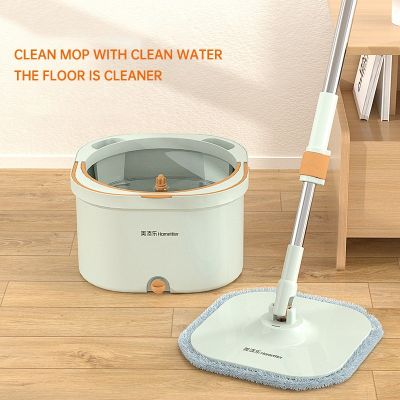 New Lazy Household Hand-free Rotary Mop Cleaning Hand Pressure Water-absorbing Wet and Dry Dual-Use Flat Top Mop Set Wholesale