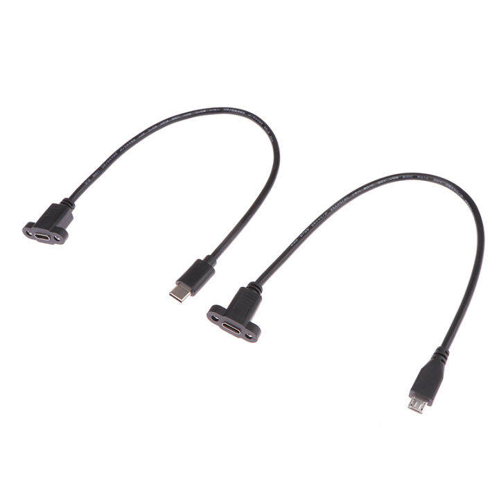 carmelun-usb-ชนิดไมโคร-usb-3-1หัวต่อตัวผู้กับ-type-c-usb-สายพ่วงตัวเมีย3-1-17มม-พร้อมรูยึดแผงสกรู0-3เมตร