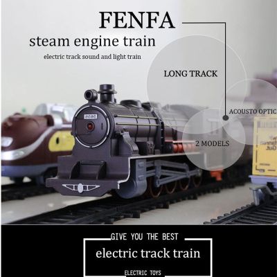 Electric Railway Train Tracks Locomotive Engine Steam Locomotive Child Educational Model Toys Whistle Car Trains Railroad Gift