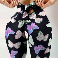 【CW】 Gym Print Floral Pants Wear Sport Leggings Workout Waist Seamless Pant