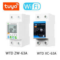 Tuya 2P 63A เบรคเกอร์ WFI มิเตอร์ไฟฟ้า ปิดอัตโนมัติ แบบเติมเงินสมาร์ทมิเตอร์ป้องกันการรั่วไหล ป้องกันกระแสเกิน