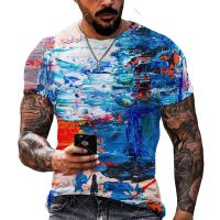 ฤดูร้อน Graffiti 3D พิมพ์เสื้อยืดสำหรับผู้ชาย Street Wear โพลีเอสเตอร์คอกลมแขนสั้นด้านบนสบาย ๆ เสื้อยืดหลวม ๆ สำหรับผู้ชาย 6XL XS-5XL