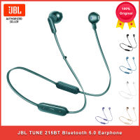 หูฟัง5.0บลูทูธไร้สายสำหรับการปรับแต่ง JBL เสียง T215BT หูฟังสำหรับเล่นกีฬาหูฟังเน้นเสียงเบสบริสุทธิ์ชุดหูฟังที่ชาร์จเร็วพร้อมไมโครโฟนโทรสเตอริโอ215BT