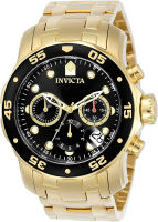 Invicta Mens 0072 Pro Diver Collection Chronograph 18k Gold-Plated Watch