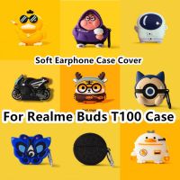 READY STOCK! For Realme Buds T100 Case  Cool Tide Cartoon for Realme Buds T100 Casing Soft Earphone Case Cover