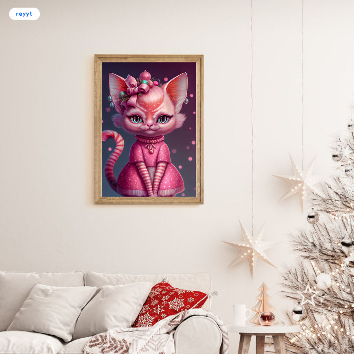 ghj-แมวสีชมพูครอสติชโมเสกเพิ่มความสามารถในการมือภาพวาดเพชรสำหรับห้องนั่งเล่นอุปกรณ์ตกแต่งห้องนอน