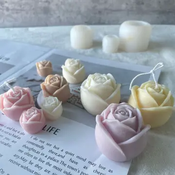 3D Mini Rose Candle Mold Silicone Flower Resin Silicone Molds Small Rose  Flower Chocolate Candy Fondant