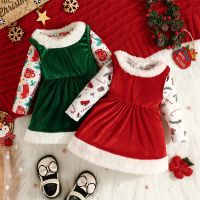 Winter Newborn Baby Christmas Outfit Long Sleeve Bodysuit Santa Claus Dress 2PCS Xmas Costume Newborn Girl Autumn Clothes Sets