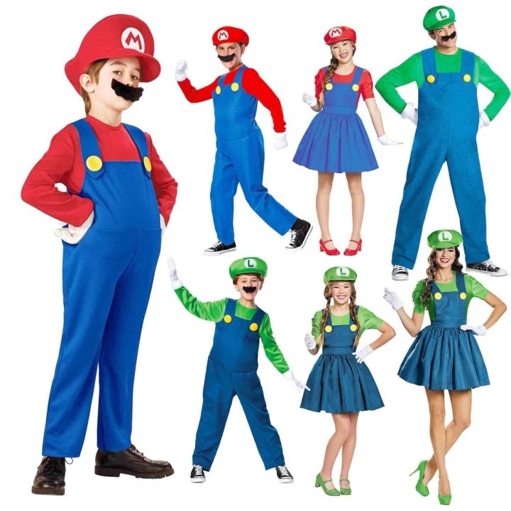 Fancy Dress Super Marios Cosplay Costume Kid Children Adult Zentai ...