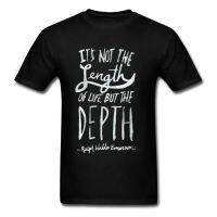 Ralph Waldo Emerson Quote Design Men T-shirt Letter Simple Style Tees Short Sleeve Black Tops Depth Of Life Poem