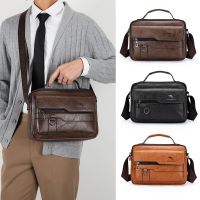 Leather Briefcase Hand Bag For Men Cross Messenger Office Business Tote Ipad Square Card Wallets Crossbody Shoulder Side Bag