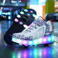 Mesh Heelys Kids Roller Shoes Boys And Girls Sneakers Rechargeable LED Shoes Lights Double-Wheeled Roller Skates