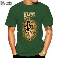 เสื้อยืดแขนสั้นผ้าฝ้ายสีดําผู้ชายผู้หญิงผู้ชายผู้หญิงพิมพ์ Cool Elvira Mistress Of The Dark  Q3A2