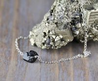 Raw Rough Black Tourmaline Necklace Natural Black Tourmaline Nugget Delicate Layering Gemstone Necklace Fashion Chain Necklaces