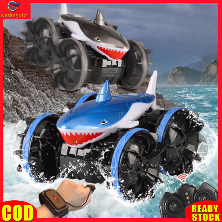 leadingstar-toy-new-2-4g-remote-control-shark-car-rechargeable-360-degree-rotation-amphibious-stunt-remote-control-car-for-boys-girls-gifts