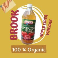 บรูค แอปเปิ้ลไซเดอร์เวเนก้า ออร์แกนิค BROOK Apple Cider Vinegar Organic น้ำส้มสายชูหมักจากแอปเปิ้ลออร์แกนิค นำเข้าจาก USA ขนาด 946 ml.