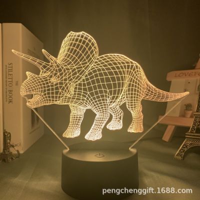[COD] อะคริลิค 3d ไฟไดโนเสาร์ usb โคมไฟกลางคืน Triangle ห้องนอนสัมผัสโคมไฟสร้างสรรค์ของขวัญเด็ก Tyrannosaurus