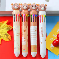 Creative Bear Press ปากกาลูกลื่น 10 สี เครื่องเขียนนักเรียนน่ารัก Roller Ball Pens10 ปากกาโรลเลอร์บอลสี ปากกาลูกลื่น ปากกาเขียนด้วยลายมือสีสดขนาดเล็ก