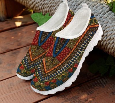 【LZ】 Cute African Pattern Loafers Women Sneakers Woman Flats Comfortable Slip On Summer Shoes Air Mesh Water Shoes Ladies Sneakers