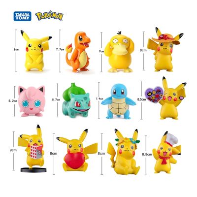 ZZOOI Pokemon Anime Action Figures Pikachu Toys Model Charmander Psyduck Squirtle Jigglypuff Bulbasaur Kawaii Collect Dolls Kids Gift