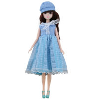 New 16 Doll Toys for Children Princess Dolls with Fashion Blue Dress hat for 11 Active Joints DIY 30cm Doll Girl Gift