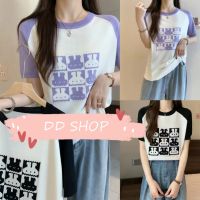 DD SHOPพร้อมส่ง 94173 เสื้อยืดไหมพรม ลายกระต่ายน่ารักคิ้วมากเวอร์  -C