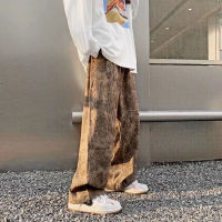 Corduroy Pants Women Vintage Distressed Printed Straight Streetwear Women Bottoms Pants Loose Casual Wide Leg Sweatpants Women