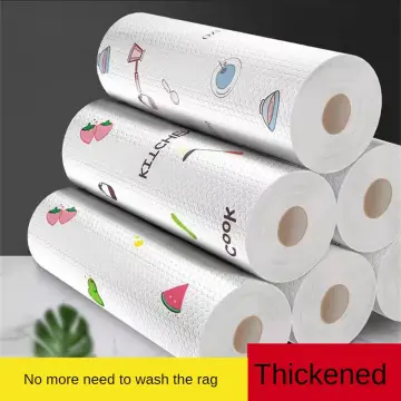 50Pcs Roll Non-Woven Fabric Washing Cleaning Cloth Towels Kitchen Towel  Disposable Striped Practical Rags Wiping Souring Pad