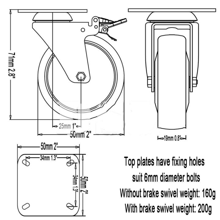 lz-4pcs-2-inch-heavy-duty-casters-lockable-bearing-caster-wheels-with-brakes-swivel-casters-for-furniture-and-workbench