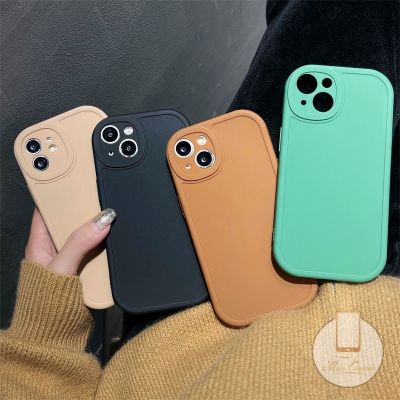 Solid Color Phone Cover for iPhone 7Plus 11 12 13 Pro Max XR X XS Max 7 8 Plus SE Oval Lens Wrap Soft TPU Full Case