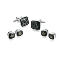 High Quality Classic Freemason Tuxedo Cufflinks Collar Studs Set 6pcs Set Masonic Cuff Links Buttons Set Mens Jewelry Accessory