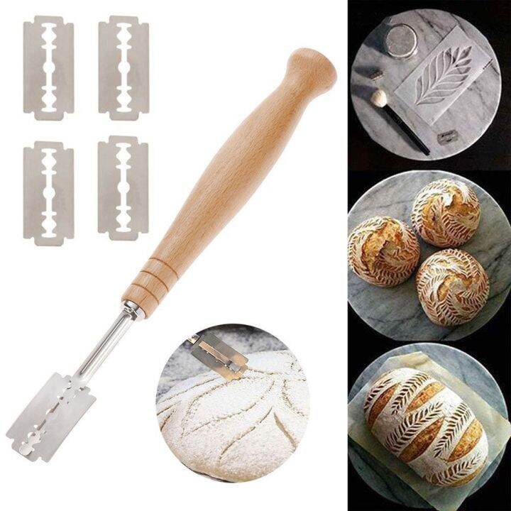 6URONGII Homemade Razor Cutter Sourdough Bread Bakers Wooden Bread Lame