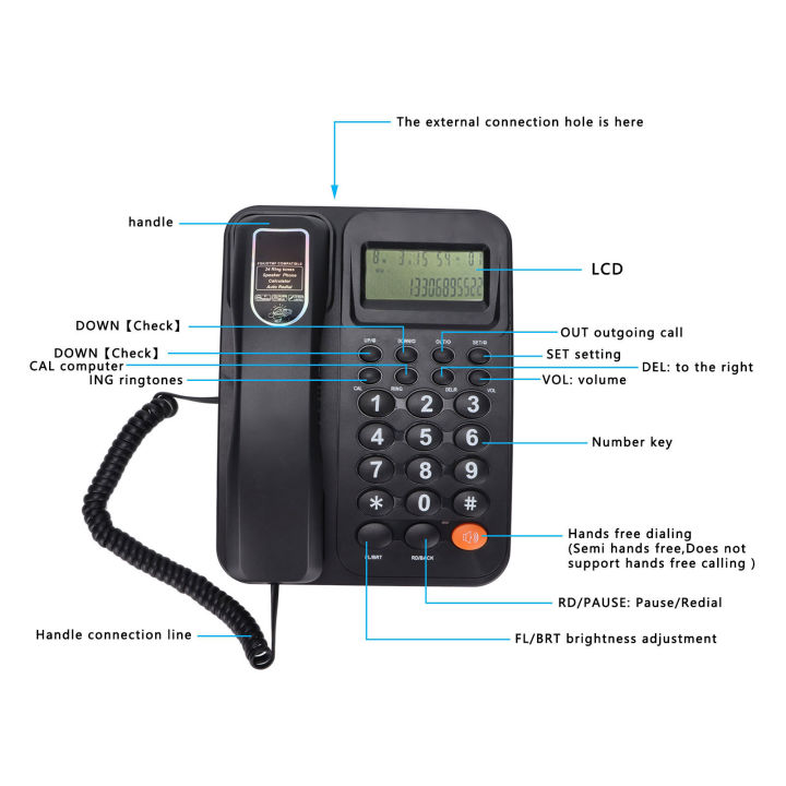 Office Landline Phone Extension Interface Wired Telephone 16 Bit HD ...