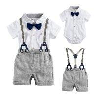 Toddler Baby Boy Gentleman Shirt with Bowtie with Suspender Pants Christening Clothe Cake Wedding ormal Suit