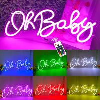 Wholesale Oh Baby Neon Sign RGB Light For Baby Neon 1st Birthday Party Baby Shower Decorations Boy or Girl Party Decor Light