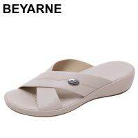 BEYARNE รองเท้ากีฬากลางแจ้งสำหรับผู้หญิง,รองเท้าลำลองพื้นรองเท้ารองเท้าแตะแบบสายคาดไขว้ขนาดใหญ่พื้นรองเท้านุ่มฤดูร้อน ShoesL020ชายหาด