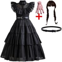 Wednesday Girl Costume for Carnival Halloween Black Events Cosplay Dress Kids Evening Party Clothes Fashion Gothic Vestido 4-10T