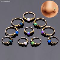 1PCS Boho Bead Fake Nose Ring Septum Hoop Earring Tragus Opal Nose Hoop Fake Piercing Cartilage Earring Helix Jewelry Daith Hoop