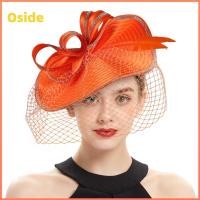 OSIDE น้ำหนักเบามาก หมวกดาร์บี้ พร้อมผ้าคลุมหน้า สีทึบทึบ หมวกงานเลี้ยงน้ำชา ของใหม่ ขนนกสีขาว ที่คาดผม Kentucky สำหรับผู้หญิง