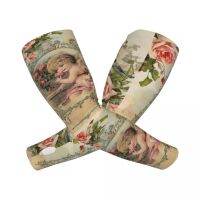 Holiday Discounts Victorian Angel Print And Pink Vintage Roses Sun UV Protection Cooling Arm Sleeves Men Women Sports Running Tattoo Cover Up