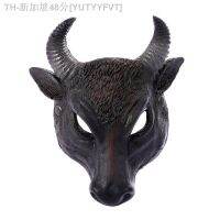 【hot】♚✳  Máscaras de boi preto búfalo cosplay máscaras halloween plutônio touro meia máscara facial horror animal festa acessórios