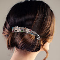 OULII ผู้หญิง Barrette Hair Clamp Rhinestone Clip คลิป Rhinestone Hair Clip สำหรับผมบาง ๆ