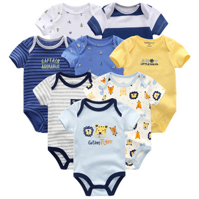Baby Clothes 8Pcslots Unisex Newborn Boy&amp;Girl Rompers roupas de bebes Cotton Baby Toddler Jumpsuits Short Sleeve Baby Clothing