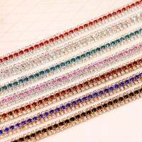 【CW】 9mm 1yard 3 Rows Rhinestone Cup Chain With Base Claw Clothing Needlework Sewing Accessories