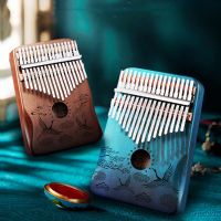 เปียโนจิ๋วหัวแม่มือ17คีย์ Kalimba แป้นพิมพ์ดนตรีคาลิมบาแบบพกพากีตาร์ไฟฟ้าคาลิมบาวงกลมมุสลิมเครื่องประดับ