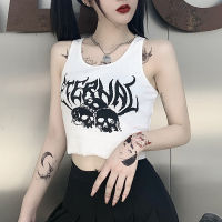 Thaya ผู้หญิงฐาน Topoomme Femme สาว Gothic Tank Top ผู้หญิงพิมพ์ Cropped Top ฤดูร้อนผู้หญิง Clubwear Streetwear เสื้อผ้า