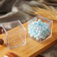 12pcs Clear Acrylic Square Cube Candy Box 5cm Gift Boxes Chocolate Organizer Containers Transparent Wedding Party Favor Packing