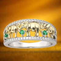 Exquisite fashion income ladies hollow elephant ring shiny animal ladies charm auspicious romantic love wedding ring gift