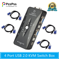 PzzPss 4 Port KVM Switch USB 2.0 VGA Splitter Mouse Printer Keyboard Pendrive Share Switcher 1920 * 1440 VGA Switch Adapter