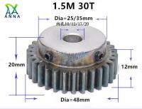 1.5 M 30T 1.5 Mod ชั้นวางเกียร์30ฟันดับ Spur Gear Pinion Bore 10/12/17/20Mm Spur Gear Precision 45เหล็ก Cnc Pinion